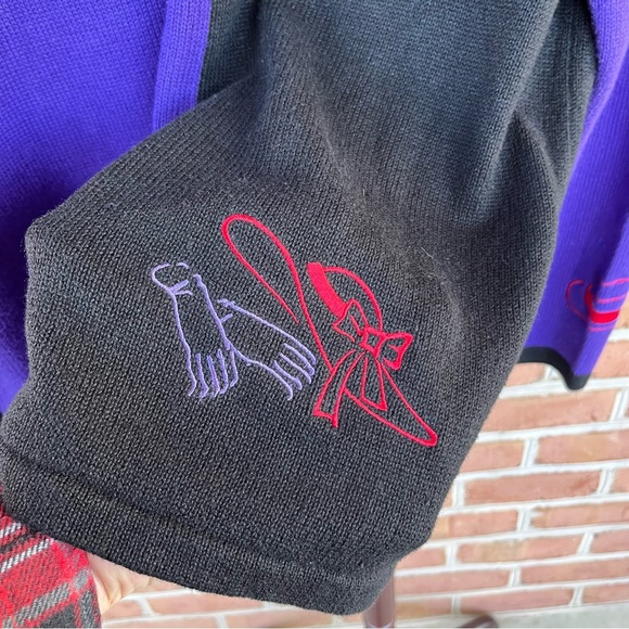 Whimsical purple and black Red Hat Society button-down cardigan. Size XL-1X - Picture 8 of 10